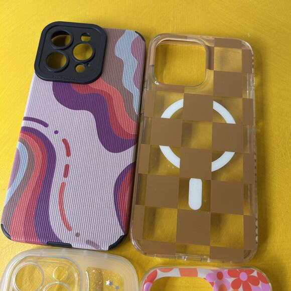 iPhone 15 Pro MagSafe Cases Lot Of 4 Feminine Girly Cases Floral glitter Wavy - Picture 2 of 12